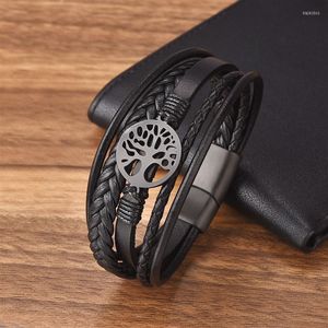 Bracelets de charme Moda Lift Tree Leather Men Men aço inoxidável Flop manue bracelete manual Homme Presentes masculinos