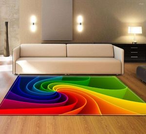 Carpets Colorful Stripes 3D Printing Carpet Living Room Tablerug Anti - Slip Bathroom Large Absorb Water Kitchen Mat D-615