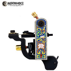 Tattoo Machine 16 Wraps Coil Pun Gun tradizionale in stile cinese Cloisonne sia per il rivestimento che per lo shader 221114