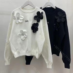 Designer CC Lã Malha Camisola Jaqueta Crochet Mujer Pulôver Marca Mulheres Listras Manga Longa Floral Jacquard Casual Hoodie Camisa Logotipo Mulheres Roupas Designer