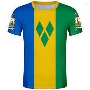 Herr t-skjortor Saint Vincent och grenadinerna skjorta diy gratis skr￤ddarsydd namn nummer vct t-shirt nation flagga vc country print po kl￤der
