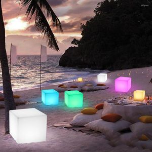 Thrisdar 30CM 40CM Led Illuminated Furniture Bar Cube Seat Chair Night Light Outdoor Stools Plastic Table Lamps