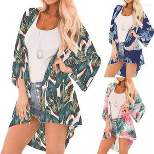 Men's T Shirts Boho Womens Chiffon Blouses 2022 Print Sandy Beach Cardigan Smock Easy Blouse Tops Femme Holiday Coat Summer Spring Clothes
