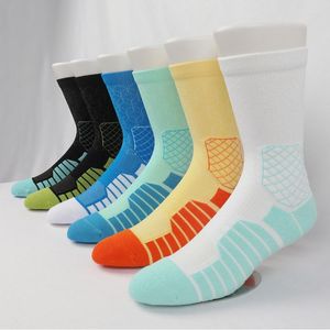 Calzini da uomo 2 pezzi Traspirante Assorbimento del sudore Strisce Pallacanestro da uomo Unisex All'aperto Anti-odore Strisce a tubo medio