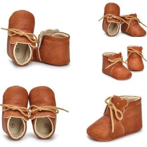 First Walkers Citgeett Brown Born Baby Girl Crib Shoes Toddler Soft Sole Leather Sneakers Prewalker 221113
