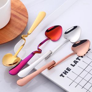 Dinnerware Sets Creative Stainless Steel Heart-shaped Hanging Cup Spoon VZ Type Curved Handle Twist Household Dessert Ice Stirring