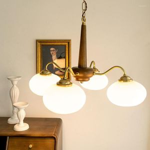 Chandeliers Oriental Style Simple Copper Art Glass Chandelier Ceiling Lamp Bedroom Study Living Room Decorative