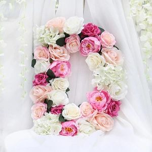 Decorative Flowers Homemade Letter Number Flower Arrangement Artificial Rose Wall Birthday/Party/Wedding/Event Backdrop Decoration Customize