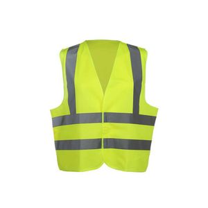 Gilet catarifrangente ad alta visibilità Tricot 100% poliestere EN ISO 20471 Nastro riflettente anteriore in velcro Gilet di sicurezza con cerniera Strisce riflettenti