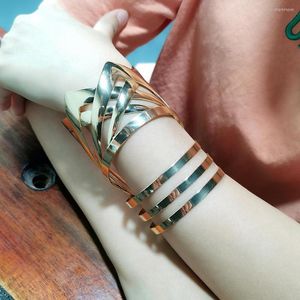 Bangle Alloy Geometric Big Armband för kvinnor Statal Metal Cuff Armband Tillbehör Femme Jewelry
