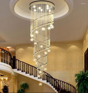 Lampadari NAVIMC Lampadario di cristallo moderno Design a forma di spirale a forma di luna e stella per lampade di illuminazione per scale della hall