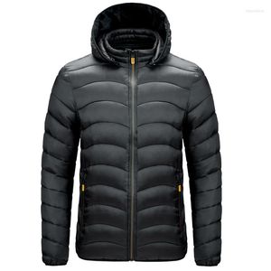 Piumino da uomo invernale da uomo 2023 colletto alla coreana casual con cappuccio impermeabile da uomo Parka cappotti tasche con cerniera solido cappello staccabile Parka Hombre