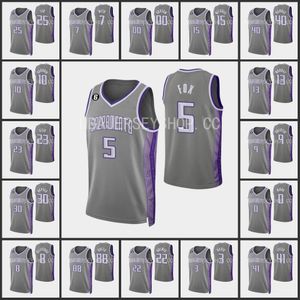 Sacramento''ings'men de'aaron Fox Kevin Huerter Richaun Holmes Domantas Sabonis Custom 2022-23 City Grey Edition Jersey