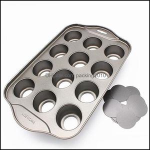 Bakplattor pannor nonstick mini cheesecake pan 12 kopp borttagbar metall rund kaka cupcake muffinsugn form m￶gel f￶r bakning baksida dhbrg