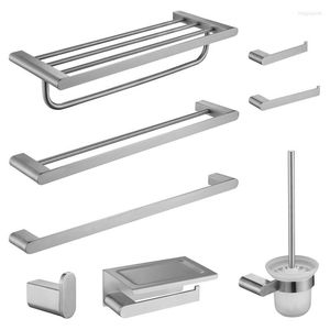 Bath Accessory Set 304 Stainless Steel Bathroom Accessorie Towel/Paper Rack/Ring Tissue Toilet Brush Holder Hooks Shelf Hardware Nickel