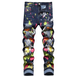 Jeans maschile maschere da uomo jeans jeans jeans streetwear pantaloni conici conici pantaloni blu t221102