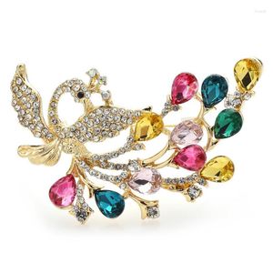 Spille Wulibaby Flying Phoenix Donna Multicolor Strass Beauty Bird Party Spilla da ufficio Pin Regali