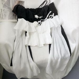 Женские блузки корейские шикарные 3D -цветочные блузки Рубашки Рубашки Женские вспышки рукава топы