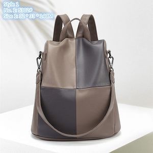 Оптовая женская сумка через плечо 2 стиля простой контрастный кожаный рюкзак вертикальный большой емкости по цвету модная сумка для отдыха противоугонная сумка 5302 #