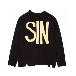 2024 Black Saint Style Sweater Sin Sin Street Wear Wear غير منتظم غير منتظم Vibe Vintage Jumpers فضفاضة القديس