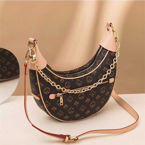 Bags Evening s Underarm Vintage bags Women Half Handbag Designer Marel Shoulder Metal Chain Printed Crossbody Horn Moon Shape Purse