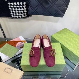 디자이너 풀러 열 부츠 신발 여성용 Princeton Loafes 가을, 겨울 무거운 5.5cm 양모 슬리퍼 클래식 메탈 버클 벨벳 35-41