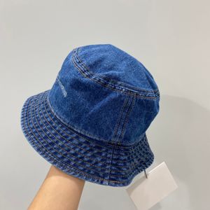 Boonie Visor Hunting Fishing Outdoor Summer Cap Unisex 100% Cotton Blue Denim Bucket Hat with Stones Pattern Wide Brim Hats