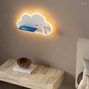 Lampa ścienna nordyckie lampy sypialni nocne obrotowe czytanie bezprzewodowe ładowanie telefonu komórkowego z przełącznikiem Minimalist