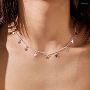 Pendant Necklaces Gold Silver Color Star Party Women's Necklace Fashion Female Choker Simple Ladies Pentagon-Star Jewelry Gifts