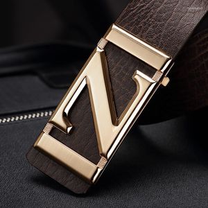 Belts Z Letter Men Belt Luxury Casual Coffe Strap For Male Genuine Leather Designer Waist Cowskin Fashion Waistband