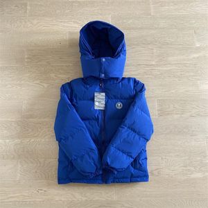 Giù da uomo che vende Activewear Giacca Irongate blu Cappuccio staccabile Cotone ricamato di alta qualità Parka da donna caldo XS-XL