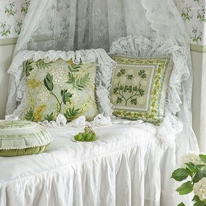 Pillow Elegant Light Green Pillowcase American French Luxury Pastoral Lace Living Room Sofa Bed