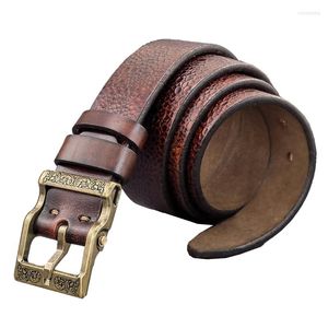 Paski luksusowy super gruby oryginalny skórzany pasek dla mężczyzn retro solid mosiężna klamra Ceinture męska męska mbt0618