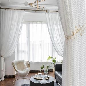 Vorhang Verdunkelungsvorhänge für Schlafzimmer, hohle Fensterabschirmung, weißer Tüll, Wohnzimmer, Chiffon, Heimdekoration, LCL05