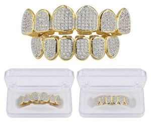 New Baguette Set Teeth Grillz Top Bottom Gold Silver Color Grills Dental Mouth Hip Hop Fashion Jewelry Rapper Jewelry9744678