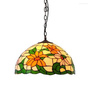 Pendant Lamps Sunflower Glass Chandeliers Factory Direct 40CM American Pastoral Countryside Lighting Living Room Kitchen With Dining Table