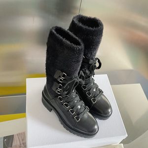Autumn and Winter 2022 boots thick soled wool fashionable snow boots short high lace up Martin