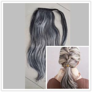 wraps grey ponytail hairstyle seamless straight natural silver gray with french braids bandanas buns salt and pepper transitioning hairstyle long or short 120g