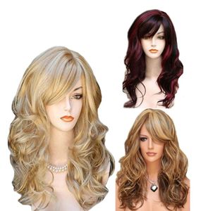 Donne europee e americane039 Wig Wig Multicolore ondulato Biondo Capelli Alti capelli Gloss Qi Bangs Chiesa in fibra chimica1645265