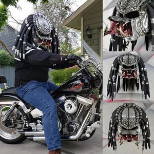 Parti Maskeleri Predator Motosiklet Kask Lateks Tam Yüz Şapkalar Cadılar Bayramı Cosplay Kostüm Prop Takerlama Alien Film 221.110