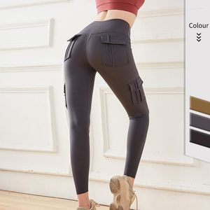 Pantaloni da donna Capris da donna Leggins da fitness a vita alta da donna Tasche multiple Abbigliamento sportivo elasticizzato Poliestere da donna Casual senza cuciture