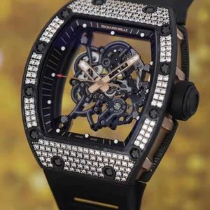 Uhren für Herren Mechanical Watch Richa Milles Luxus RM055 Original Diamond Perspektive Bottom Cool Luminous Nicht -männliche Studentin Sportgelenkscheine