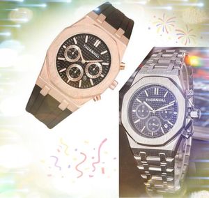 Popular Selling Men Watch Stopwatch Set Auger Stainless Steel Belt classic atmosphere Quartz Movement Good Looking Wristwatch Relogio Masculino