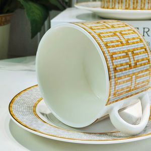 Kubki Drop dostawcy klasyczny mozaiki herbaty i spodek złoty ceramiczny kubek kreatywny zastawa stołowa z pudełkiem prezentowym 221114