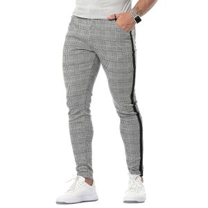 Pantaloni da corsa Street Fashion Brand Pantaloni casual da uomo Small Foot Plaid High Stretch