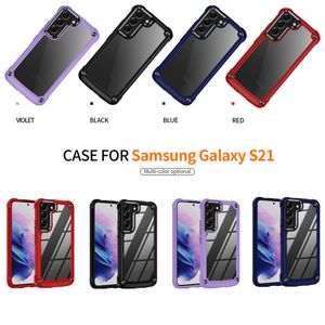 Cell Phone Cases Transparent Shockproof Case Hard Full Fall Protection Hybrid Acrylic TPU Clear Back Cover for Samsung S22 S21