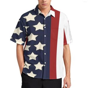 メンズカジュアルシャツUSAアメリカンフラッグデイリーシャツ愛好家の星とストライプメンズクールブラウス夏の短袖