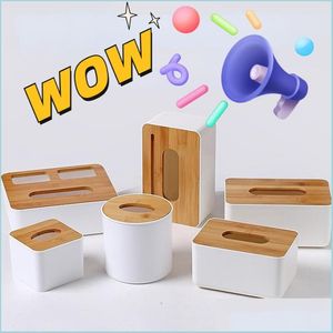 Tissue Boxes Napkins Tissue Box Wooden Er Toilet Paper Solid Wood Napkin Holder Case Simple Stylish Dispenser Home Car Organizer 2 Dhro1