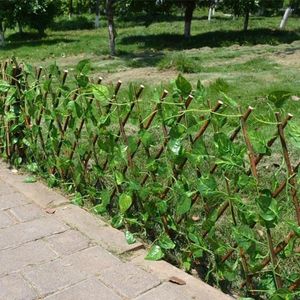 Dekorative Blumen, künstlicher Garten, einziehbarer Zaun, erweiterbare Sichtschutzpaneele aus künstlichen grünen Blättern, Rattan, für den Außenbereich, Heckenreben, Klettergerüst