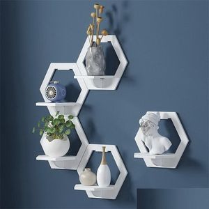 Storage Holders Racks Wall Shelf Punching Wallmounted Tv Background Hanger Bedroom Balcony Bedside Creative Flower Pot Stand 21110 Dhzuf